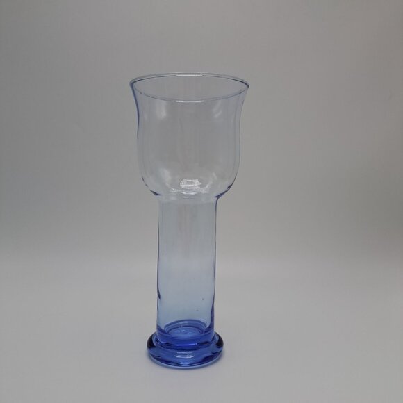 Tall Blue Glass Drinking Goblet With Flared Rim - Picture 1 of 10